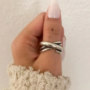 925 Sterling Silver Chunky Wrap Ring Minimalist Thick Bold Ring
